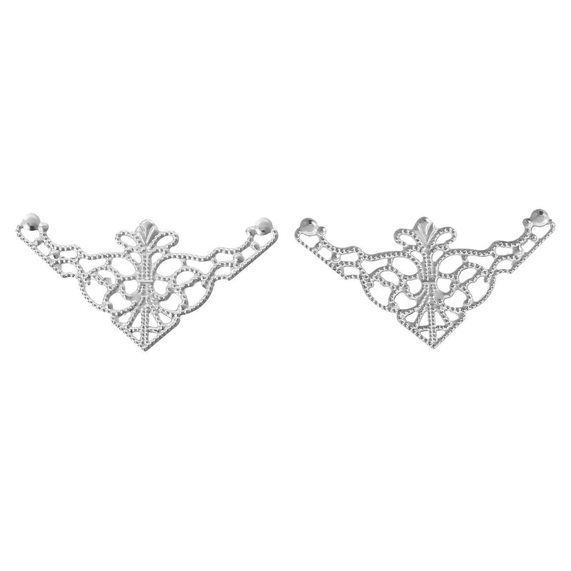 50 SILVER PLATED Filigree Flat Metal Triangle Findings, box frame corner embellishment, gemstone wrapping, 35mmx35mm, 1-3/8" fil0071