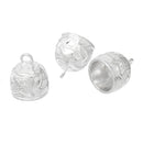 10 Silver Plated Cord End Caps for Kumihimo Jewelry, Leather Cord End Connectors, Bails, Bead Caps, carved design, fits 12mm, fin0650