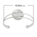 1 OPEN BANGLE CUFF Wire Bracelet, fits 25mm Round Cabochon, Bezel Tray, silver tone metal, for Cabochon Setting, fin0649