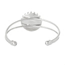 1 OPEN BANGLE CUFF Wire Bracelet, fits 25mm Round Cabochon, Bezel Tray, silver tone metal, for Cabochon Setting, fin0649