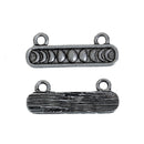 10 Carved CRESCENT MOON Phase Bar Charms, Silver Tone Connector Charm Pendants, silver links with 2 holes, 1" long chs2776