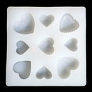 HEART RESIN MOLD, Silicone Mold to make heart shaped pendants, reusable, 3-5/8" square makes 9 heart shapes tol0693