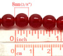 8mm MAROON RED Round Glass Pearl Beads, double strand, about 104 beads, bgl1591