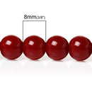 8mm CANDY APPLE RED Round Glass Pearl Beads, double strand, about 104 beads, bgl1592