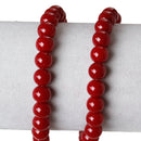 8mm CANDY APPLE RED Round Glass Pearl Beads, double strand, about 104 beads, bgl1592