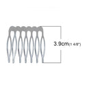 20 Silver Hair Comb Blanks, silver metal combs, hair barrette blanks, hair fascinators, hat fascinators, 1-1/2" long fin0607