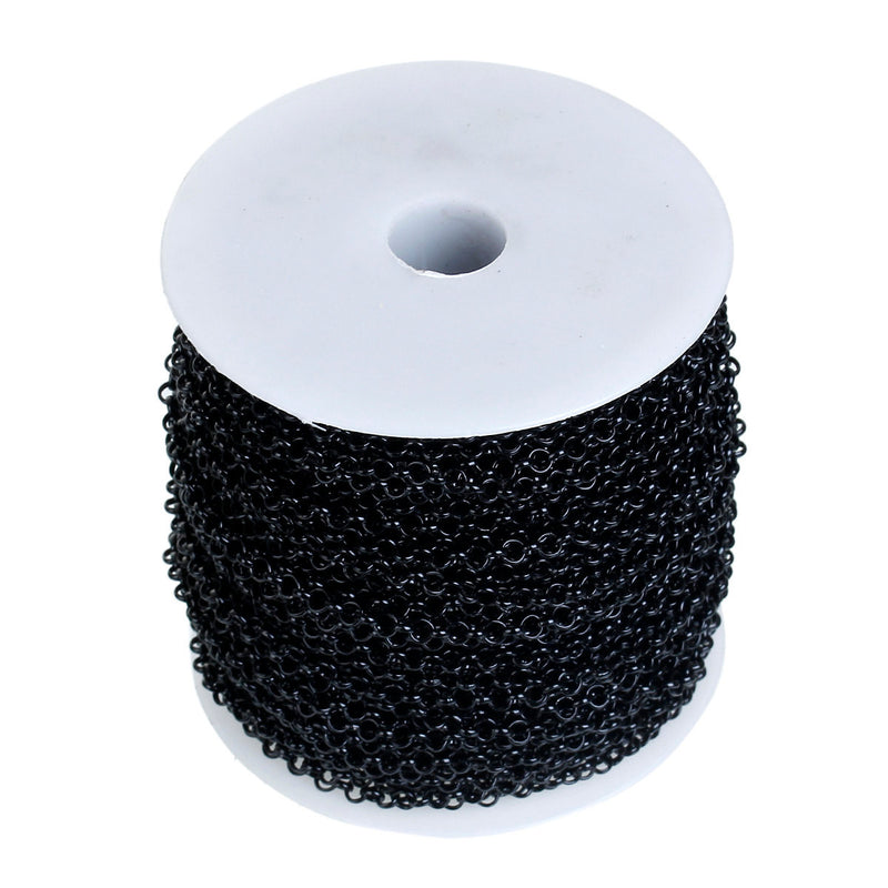 1 yard (3 feet) BLACK Rolo Chain, Round Rolo Links are 5mm, fch0514a