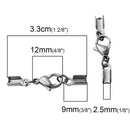 10 Stainless Steel Silver Cord End Crimp Caps with lobster clasp, fits 2.5mm cord, leather, fcl0222