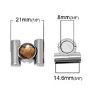 1 Set Magnetic Clasp, Silver Tone Metal, DARK SMOKY TOPAZ Brown, Faceted Glass Large Rhinestone Magnetic Clasp, fcl0218