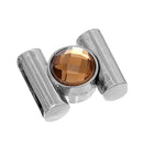 1 Set Magnetic Clasp, Silver Tone Metal, DARK SMOKY TOPAZ Brown, Faceted Glass Large Rhinestone Magnetic Clasp, fcl0218