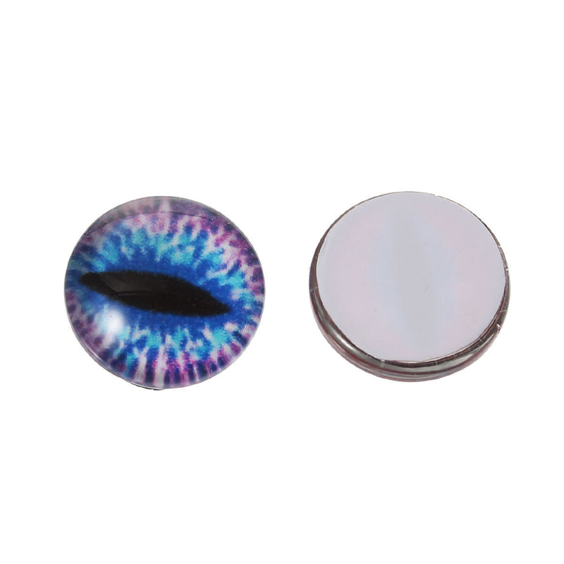 10 Glass EYE Cabochons, flat backs with round glass dome, Halloween eyeball, snake cat eyes, alligator, taxidermy, 10mm, cab0529