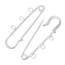 5 Silver Plated Safety Pins with Eyeholes for Brooches, Brooch Stick Pin, 3 strand hole brooch, 2" long pin0116a