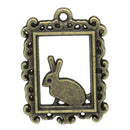 10 Bronze BUNNY RABBIT Frame Charms, Easter Charms, 24x18mm, chb0327
