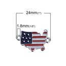 5 USA FLAG Charms, Two-Hole Connector Links for Bracelets, 24x16mm, che0530
