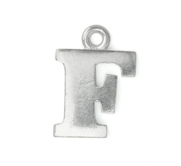 2 Letter F Pewter Stamping Blank Charms, Uppercase Alphabet Letter Charm, 3/4" tall msb0376