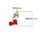 3 CHRISTMAS STOCKING Wreath Charm Pendants, red white green stockings, holds ss7 pointback rhinestones, Gold Plated with enamel, chg0557