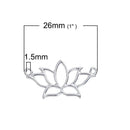 5 Silver Filigree LOTUS FLOWER Charm Pendant Connectors, Minimalist Nature Charms, 2 hole connector, 26x14mm, chs2789