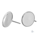 2 (1 pair) STERLING SILVER cabochon bezel setting POST back earring components, fits 8mm round cabochon inside tray pms0412