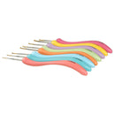 Set of 8 Aluminum Crochet Hooks, with curvy ergonomic soft flexible grips, sizes 1.0mm through 2.75mm (size 2), tol0606
