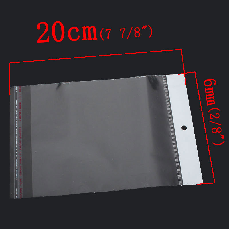100 Resealable Self-Sealing Bags, usable space 15x14cm, (7-7/8" x 5-1/2") bulk package cello bags, cellophane jewelry bags, bag0014