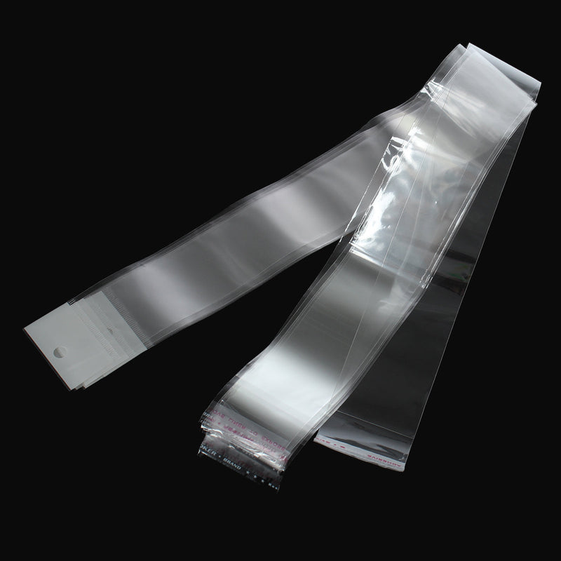 100 Resealable Self-Sealing Bags, usable space 46x4cm, (20-1/4" x 1-5/8") bulk package cello bags, cellophane jewelry bags, bag0018