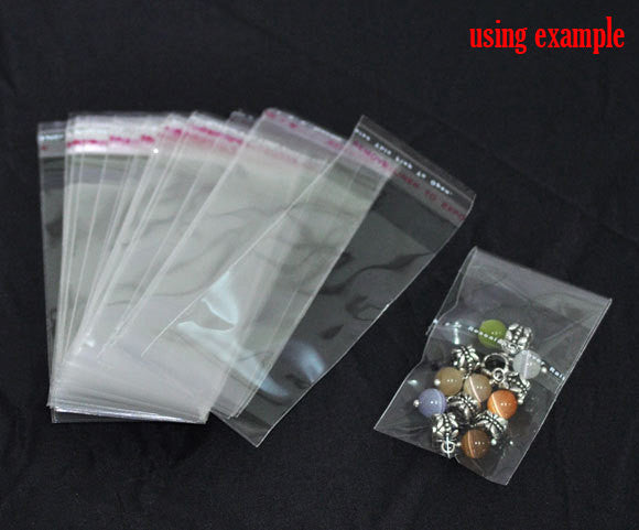 200 Resealable Self-Sealing Bags, usable space 8x4cm, (3-7/8 x 1-5/8") bulk package cello bags, cellophane jewelry bags, bag0019