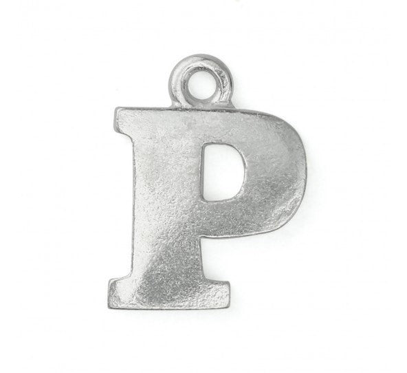 2 Letter P Pewter Stamping Blank Charms, Uppercase Alphabet Letter Charm, 3/4" tall msb0387