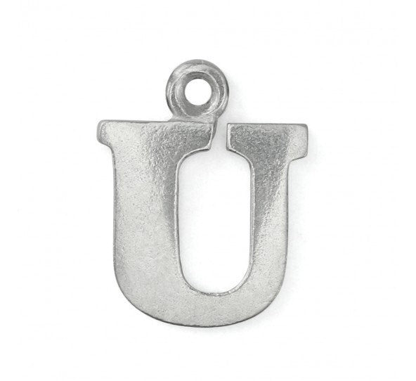 2 Letter U Pewter Stamping Blank Charms, Uppercase Alphabet Letter Charm, 3/4" tall msb0392