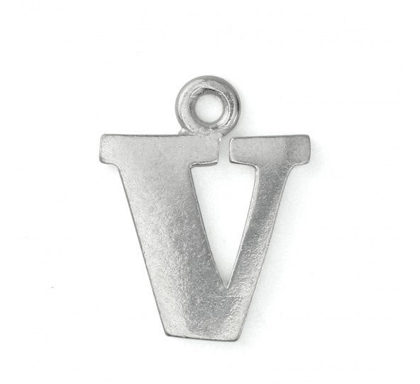 2 Letter V Pewter Stamping Blank Charms, Uppercase Alphabet Letter Charm, 3/4" tall msb0393