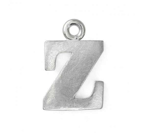 2 Letter Z Pewter Stamping Blank Charms, Uppercase Alphabet Letter Charm, 3/4" tall msb0397