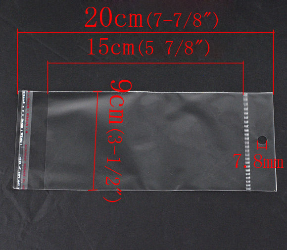 200 Resealable Self-Sealing Bags, usable space 15x9cm, (7-7/8 x 3-1/2") bulk package cello bags  bag0022