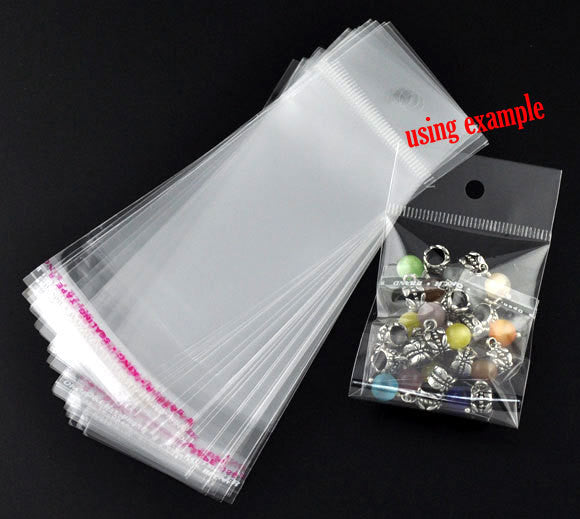 200 Resealable Self-Sealing Bags, usable space 9x5cm, (5-1/2" x 2") bulk package cello bags, cellophane jewelry bags, bag0023