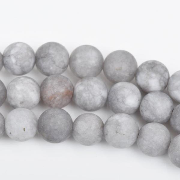 8mm GREY Frosted AGATE Round Beads, Natural Gemstone Beads, full strand, about 47 beads, gag0293