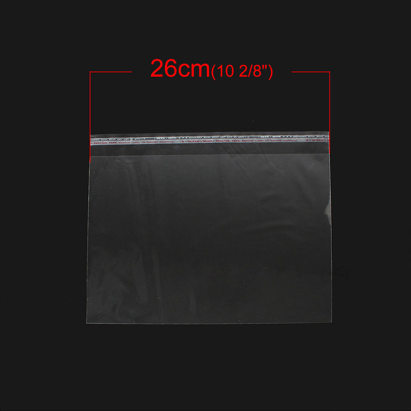 50 Large Resealable Self-Sealing Bags, usable space 26x21cm, (10 1/4" x 8 1/4") bulk package cello bags, cellophane bags - bag0042
