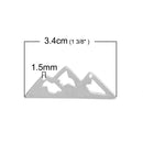10 Silver Plated Hollow MOUNTAIN PEAKS RANGE adventure charms, two-hole connector charm pendants, camping, landscape, skiing, chs2803