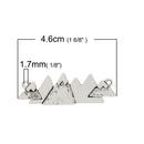 5 Silver Tone SNOWY MOUNTAIN Range adventure charms, two-hole connector charm pendants, camping, landscape, skiing, chs2801