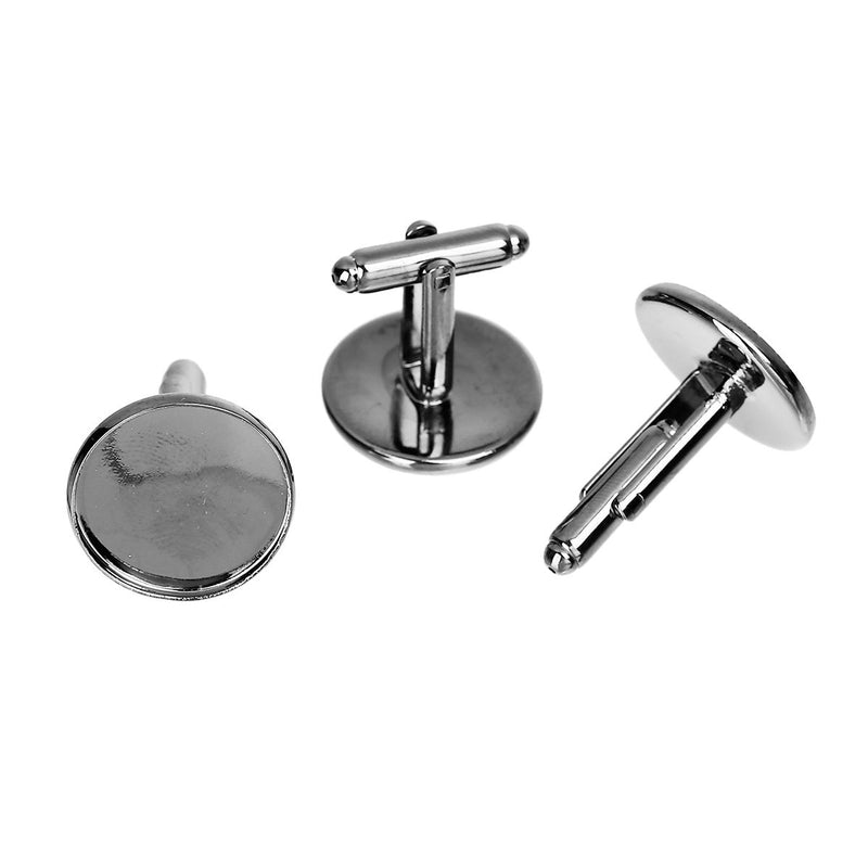 10 Cuff Link Blanks, gunmetal plated bezel tray blanks, fits 18mm round cabochons fin0658