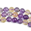 10mm AMETRINE Round Faceted Beads, Amethyst and Citrine Natural Gemstone Beads, full strand, about 39 beads, gam0027