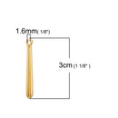 10 Gold Plated BAR Charm Pendants, simple accent, minimalist long charm, column charm, drop charm unique design, 30x5mm, chg0575
