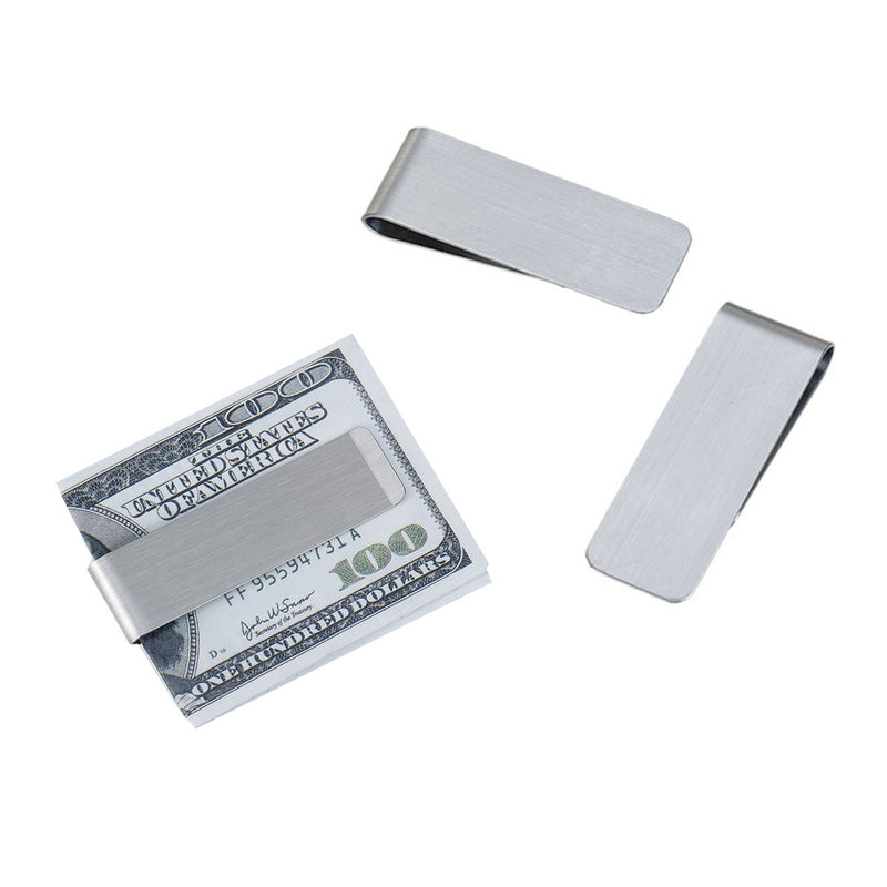 5 Stainless Steel MONEY CLIP Blanks, double sided money clips, slightly brushed finish, 2-3/4" x 3/4" msb0359