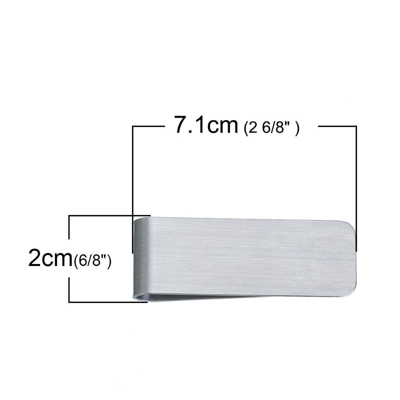 5 Stainless Steel MONEY CLIP Blanks, double sided money clips, slightly brushed finish, 2-3/4" x 3/4" msb0359