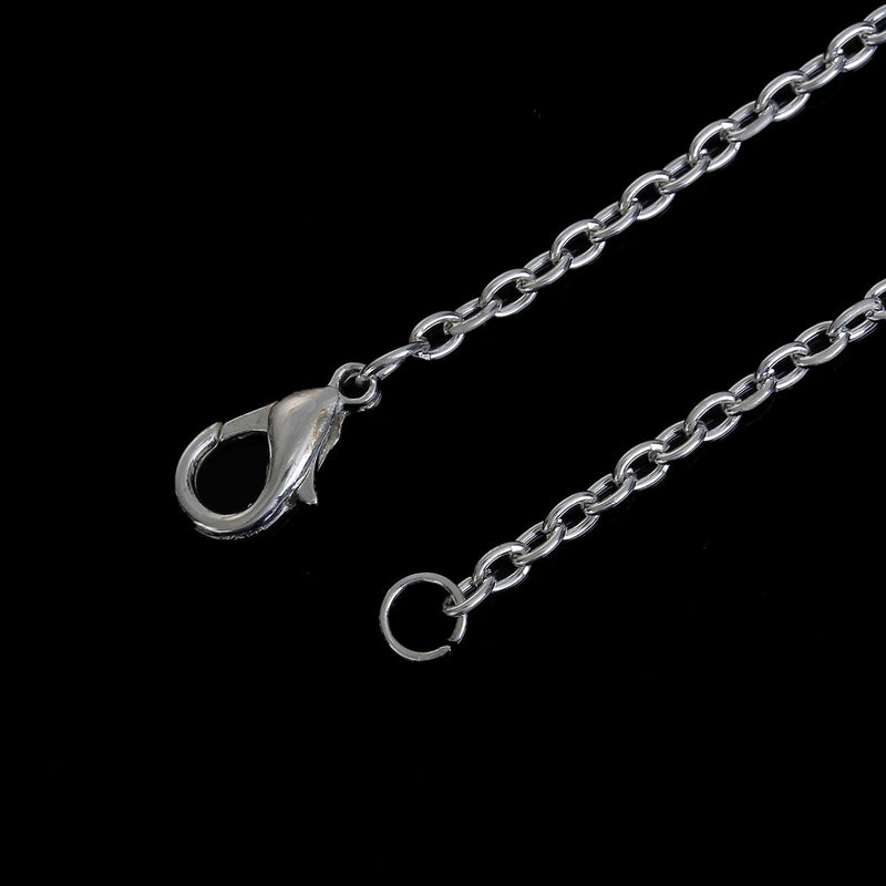 One Dozen (12) Silver Plated Lobster Clasp Cable Link Chain Necklaces 4x3mm, 18" fch0518