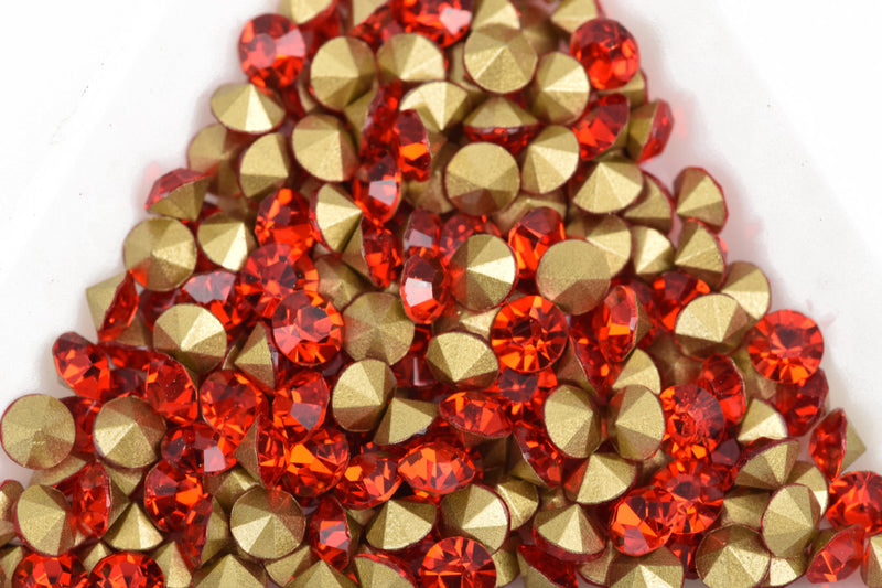 50 ss17 pp32 Chaton Crystals, LIGHT SIAM RED, Point Back Rhinestones, 4mm-4.1mm,  Grade A quality, cry0156
