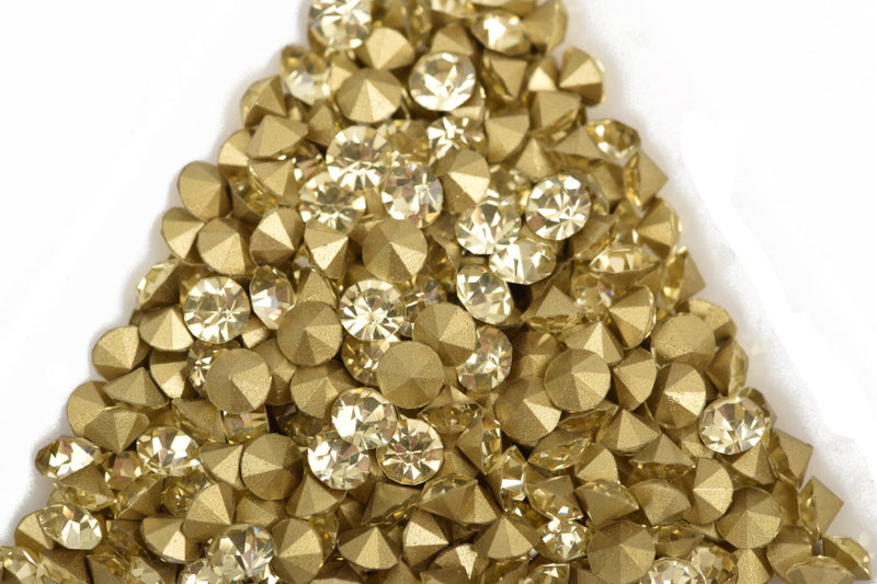 50 ss17 pp32 Chaton Crystals, JONQUIL, Point Back Rhinestones, 4mm-4.1mm,  Grade A quality, cry0158