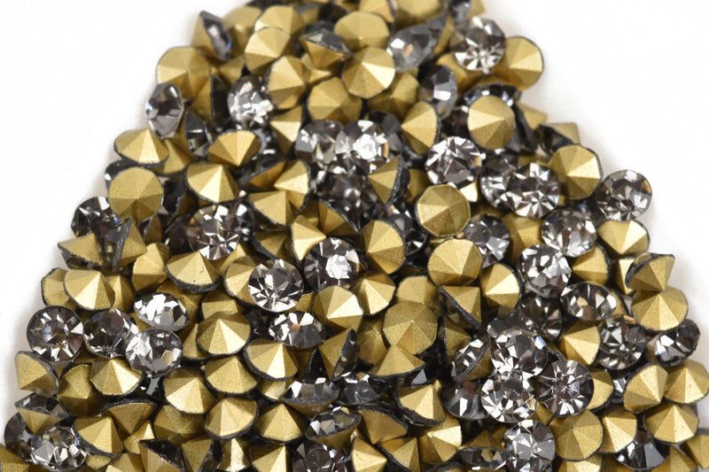 50 ss17 pp32 Chaton Crystals, BLACK DIAMOND, Point Back Rhinestones, 4mm-4.1mm,  Grade A quality, cry0161