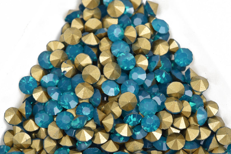 50 ss17 pp32 Chaton Crystals, CARIBBEAN BLUE OPAL, Point Back Rhinestones, 4mm-4.1mm,  Grade A quality, cry0166