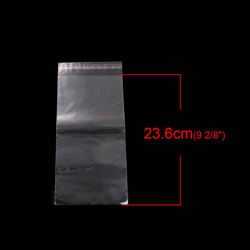 100 Resealable Self-Sealing Bags, usable space 23.6x12cm, (9-1/4" x 4-3/4") bulk package cello bags, cellophane jewelry bags, bag0038