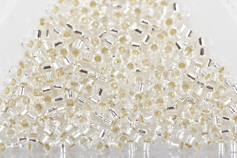 Size 10/0 Miyuki Delica Seed Beads, Silver Lined Crystal, 7.2 Grams, Color DBM0041, bsd0019