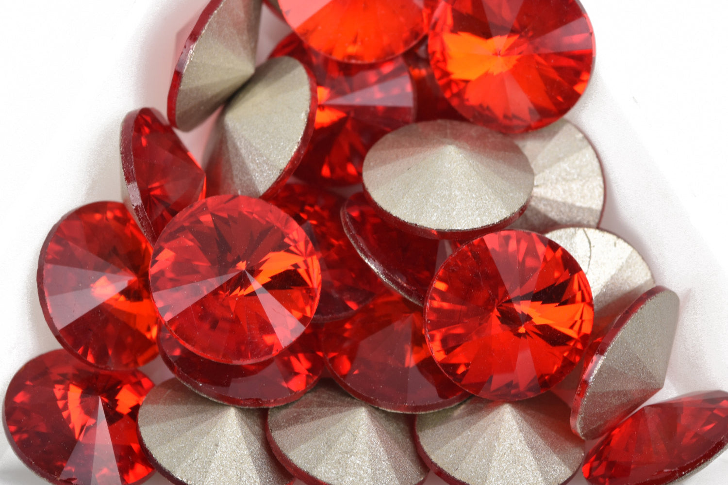 6 ss50 Chaton Rivoli Crystals, LIGHT SIAM RED, Point Back Rhinestones,