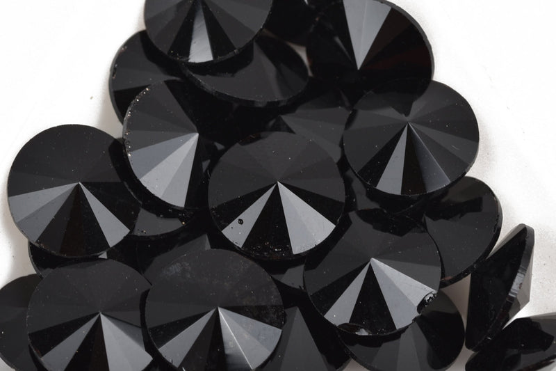 6 ss50 Chaton Rivoli Crystals, JET BLACK, Point Back Rhinestones, 12mm, Grade A quality, cry0181